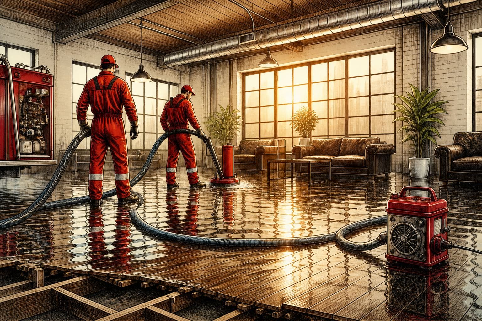 Water extraction after a burst pipe in a Vancouver home